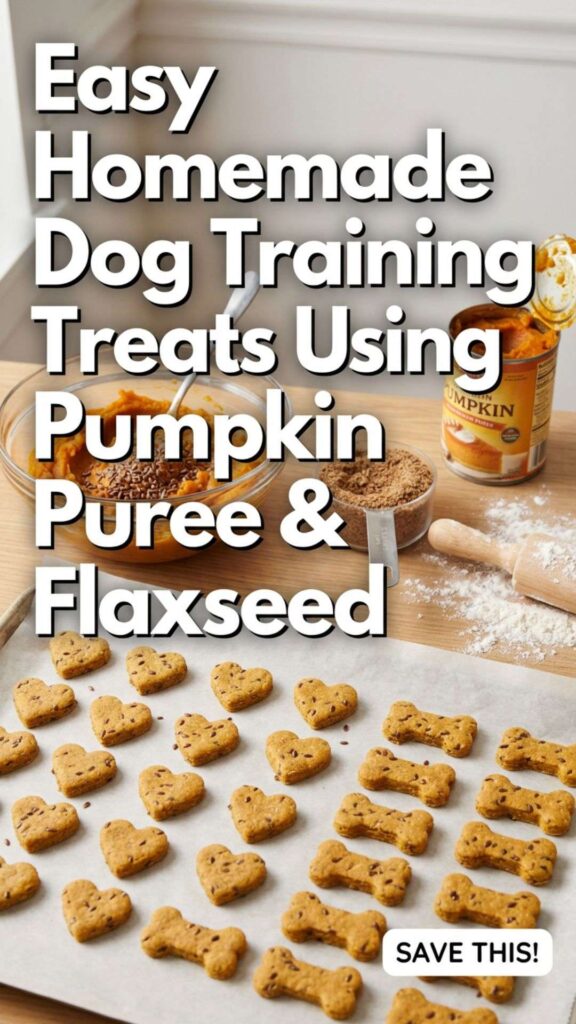 Easy Homemade Dog Training Treats Using Pumpkin Puree Flaxseed pin 1