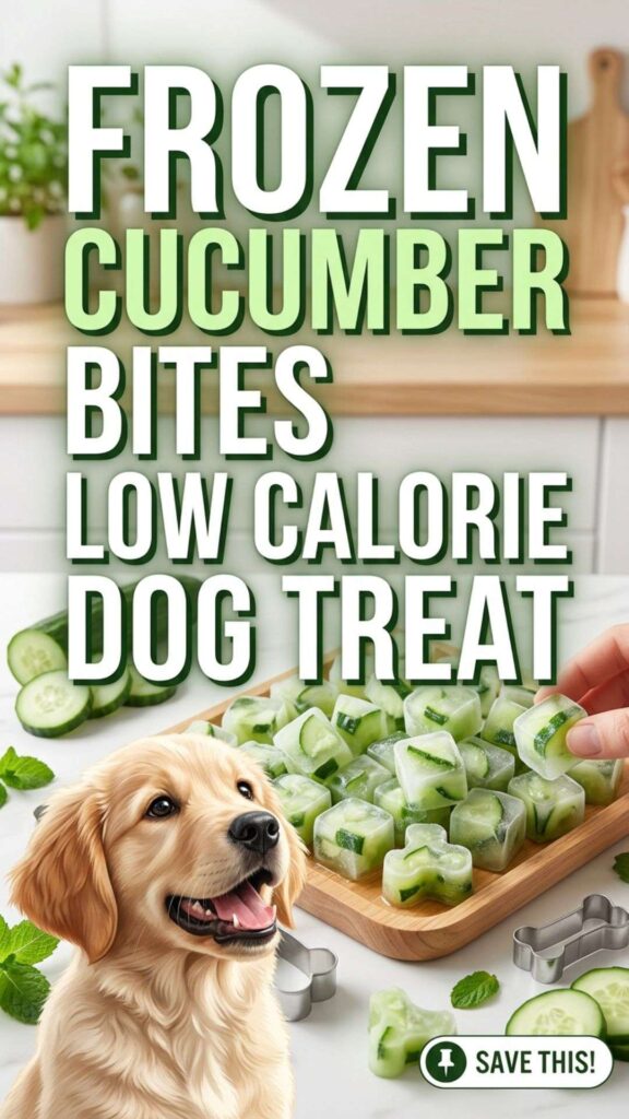 Frozen Cucumber Bites Low Calorie Dog Treat pin 1