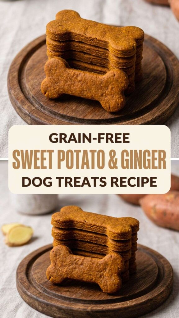 Grain Free Sweet Potato Ginger Dog Treats Recipe pin 1