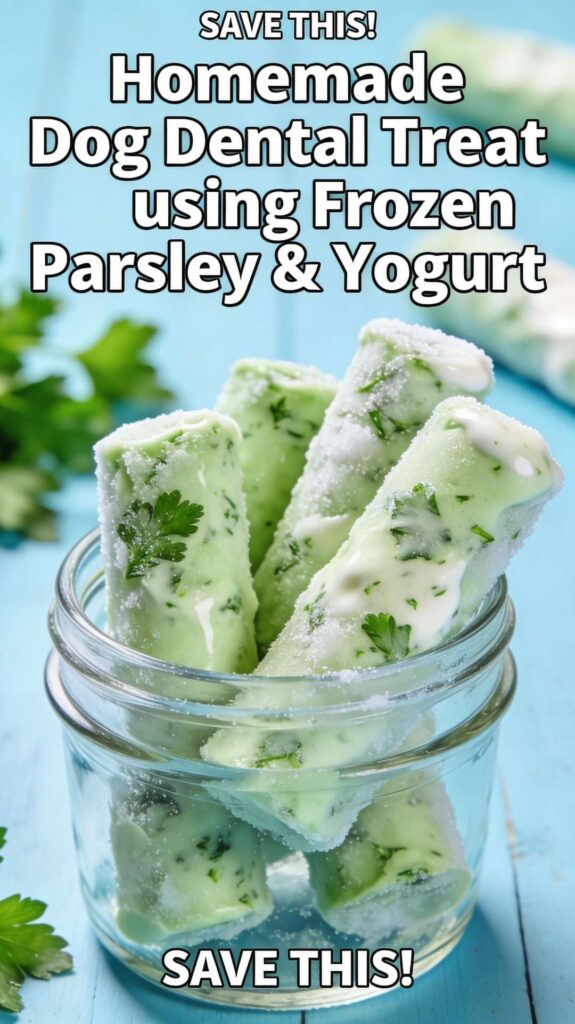 Homemade Dog Dental Treat using Frozen Parsley Yogurt pin 1 1