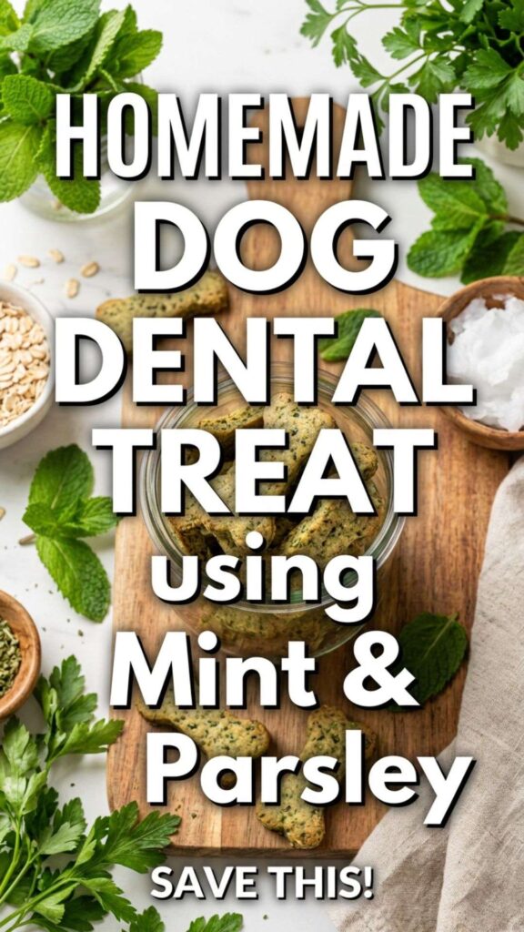 Homemade Dog Dental Treat using Mint Parsley pin 1