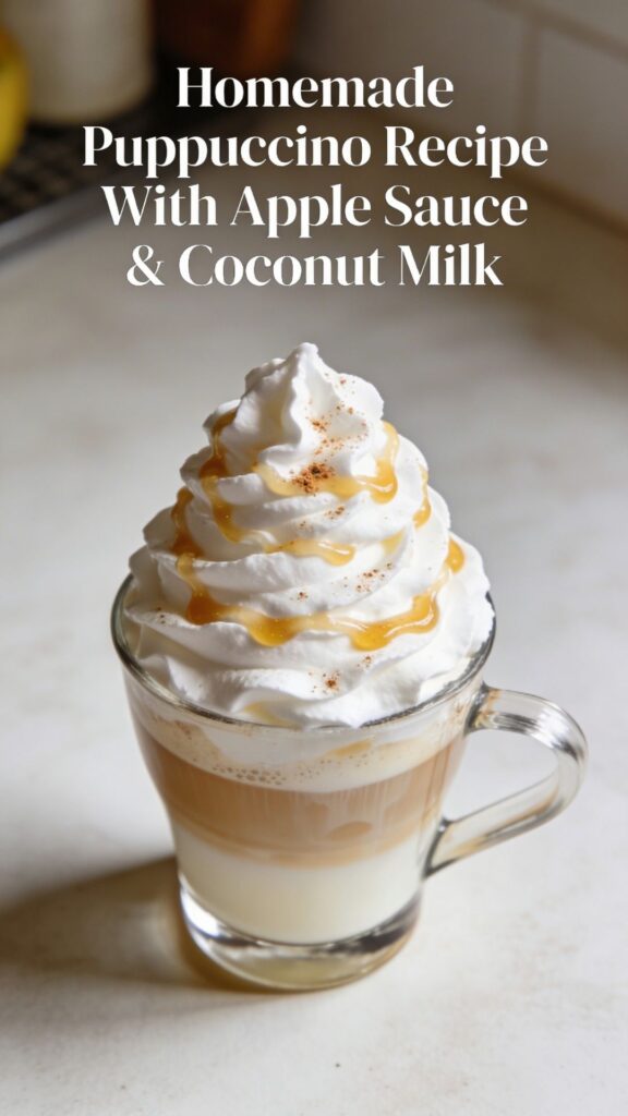 Homemade Puppuccino Recipe With Apple Sauce Coconut Milk pin 1