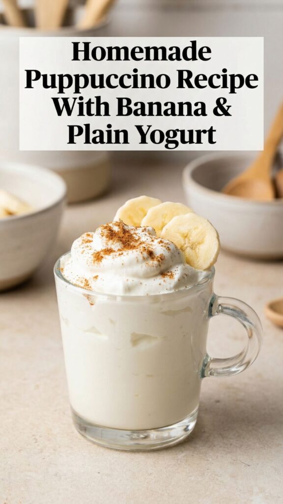 Homemade Puppuccino Recipe With Banana Plain Yogurt pin 1
