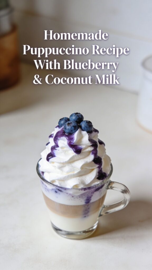 Homemade Puppuccino Recipe With Blueberry Coconut Milk pin 1