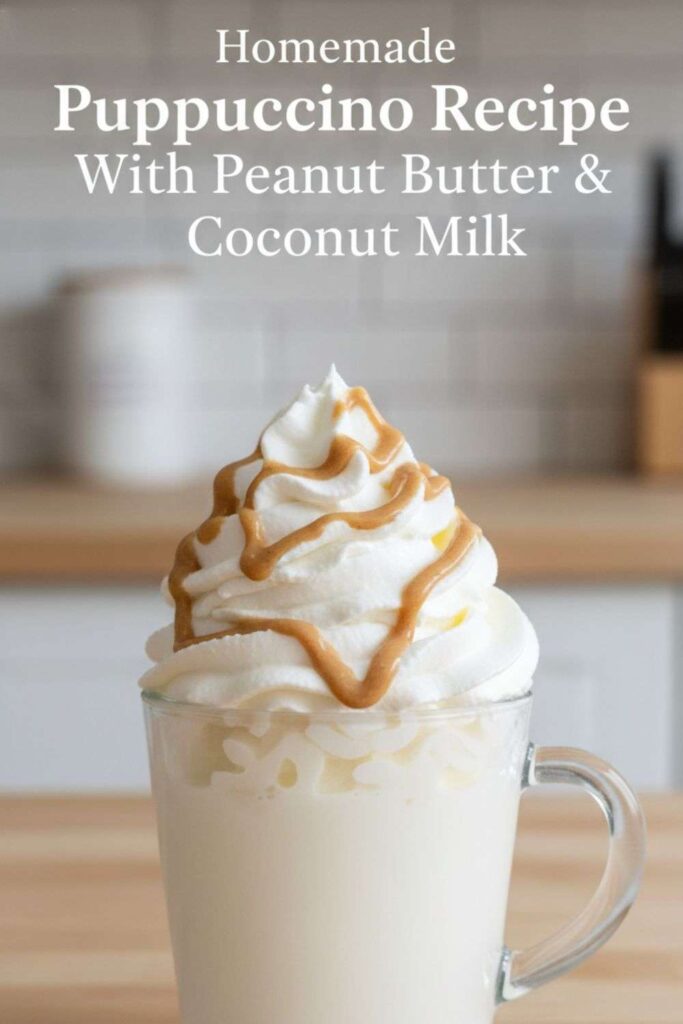 Homemade Puppuccino Recipe With Peanut Butter Coconut Milk pin 1