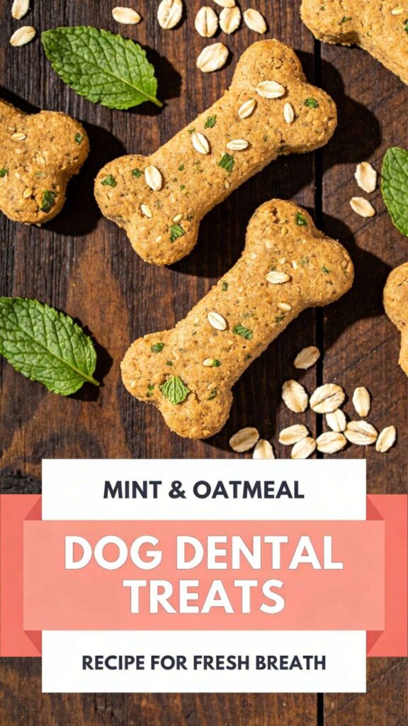 Mint Oatmeal Dog Dental Treats Recipe for Fresh Breath pin 1