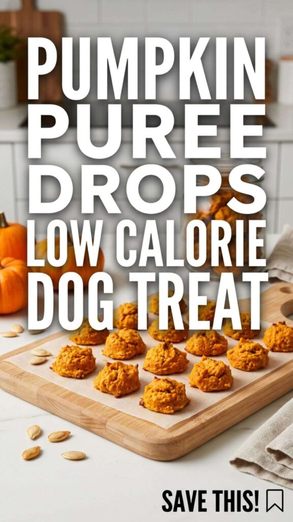 Pumpkin Puree Drops Low Calorie Dog Treat pin 1