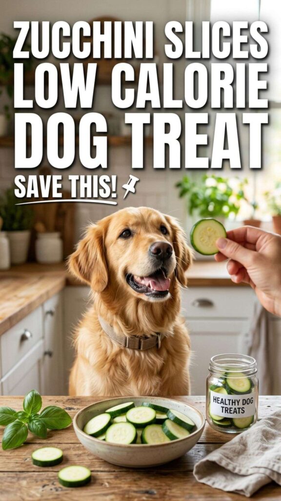 Zucchini Slices Low Calorie Dog Treat pin 1